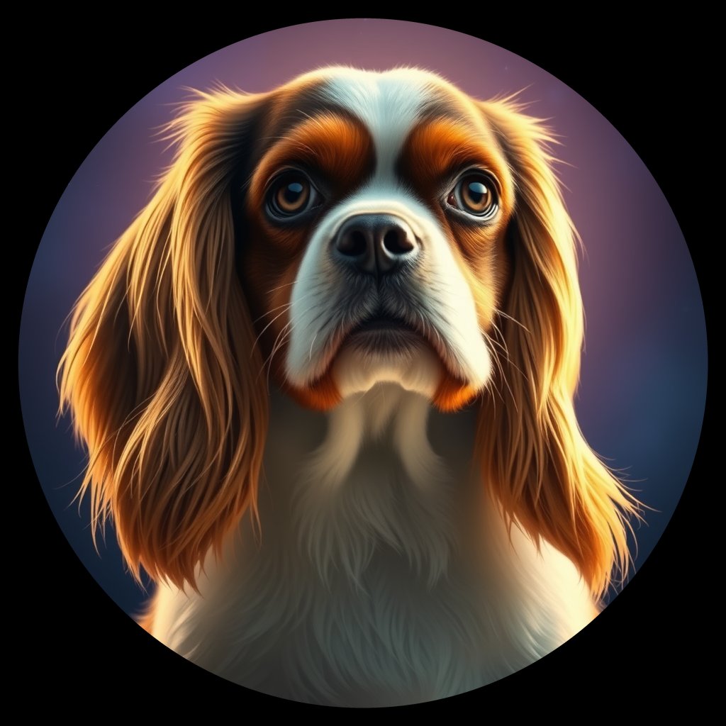 Cosmic medallion portrait of cHD11_90_cHD11_90, a Cavalier King Charles Spaniel