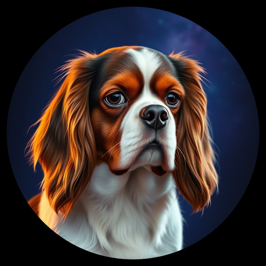 Cosmic medallion portrait of cHD11_91_cHD11_91, a Cavalier King Charles Spaniel