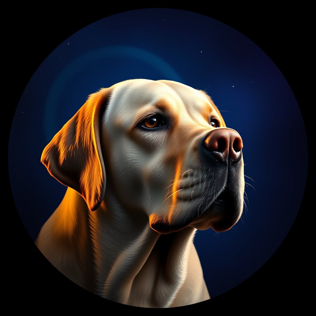 Cosmic medallion portrait of cHD11_94_cHD11_94, a Labrador Retriever