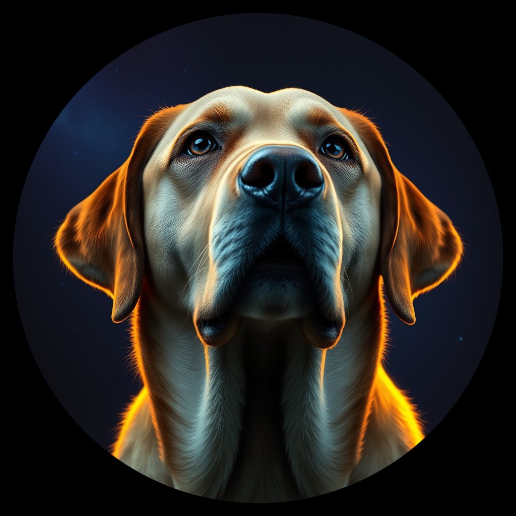 Cosmic medallion portrait of cHD11_95_cHD11_95, a Labrador Retriever