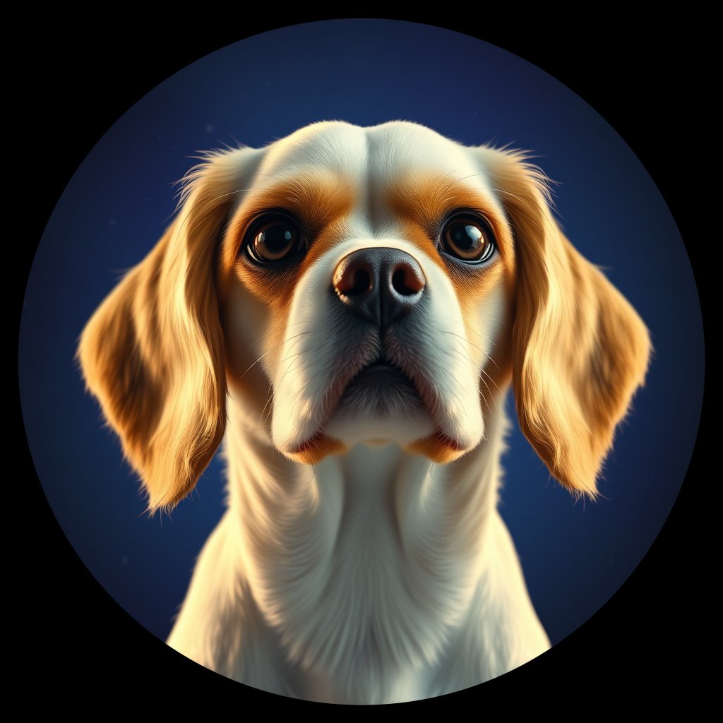 Cosmic medallion portrait of cHD11_96_cHD11_96, a Cavalier King Charles Spaniel