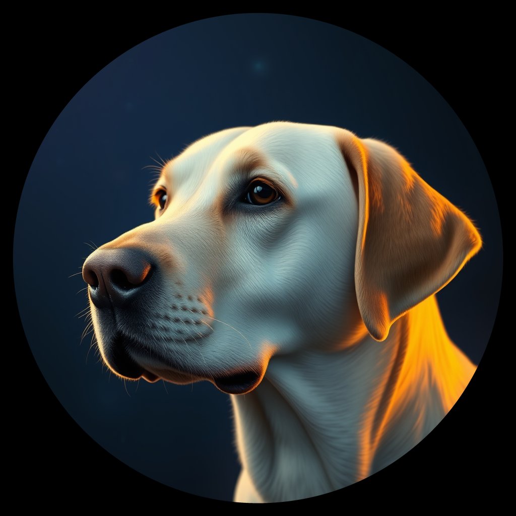 Cosmic medallion portrait of cHD11_97_cHD11_97, a Labrador Retriever