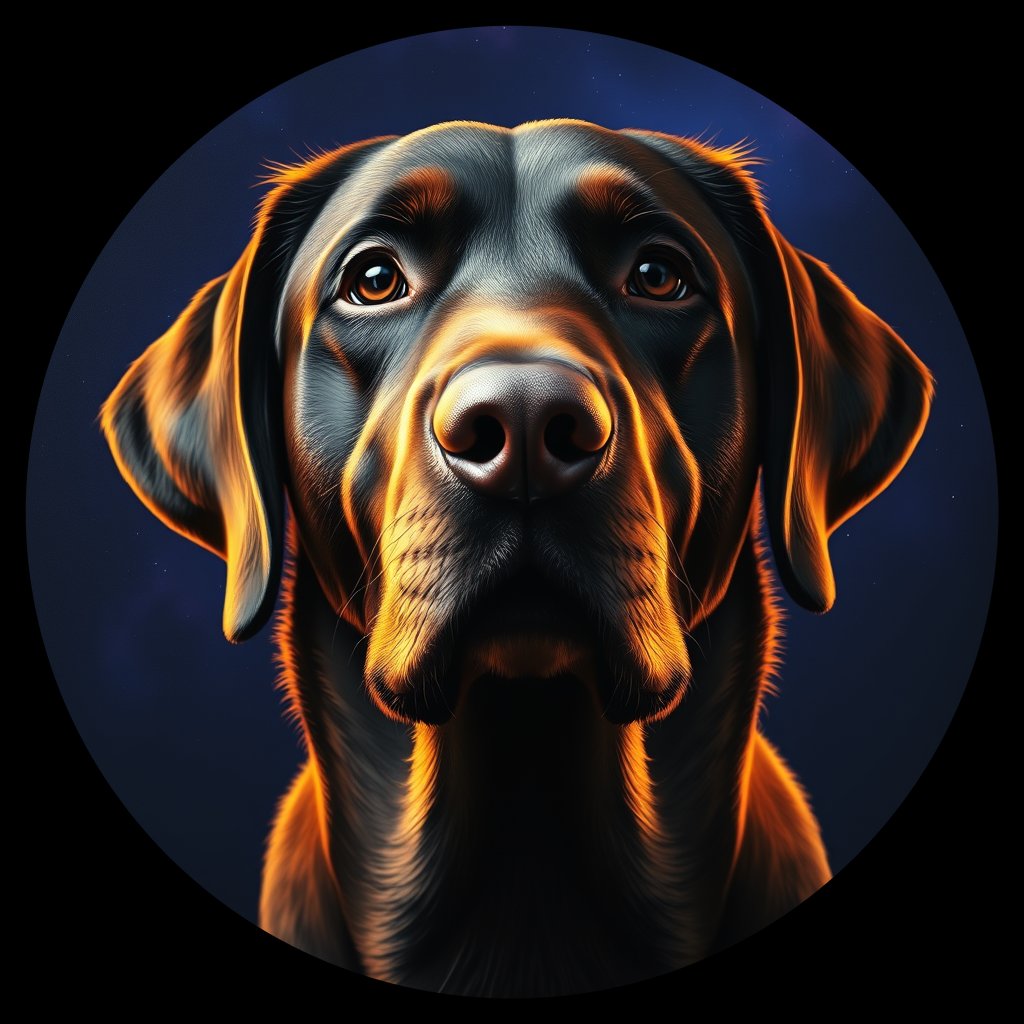 Cosmic medallion portrait of cHD11_99_cHD11_99, a Labrador Retriever