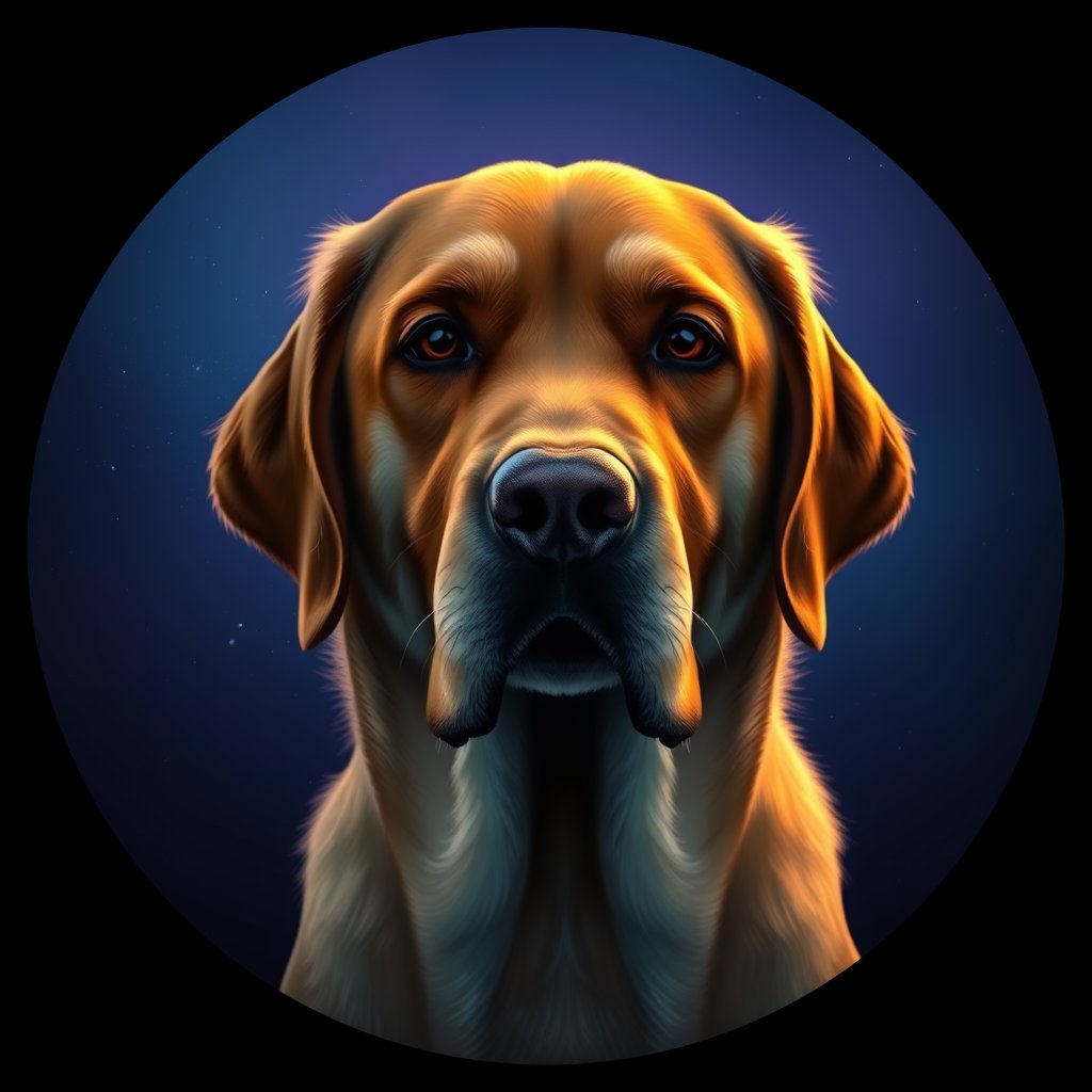 Cosmic medallion portrait of cHD15_11_cHD15_11, a Labrador Or Golden Retriever