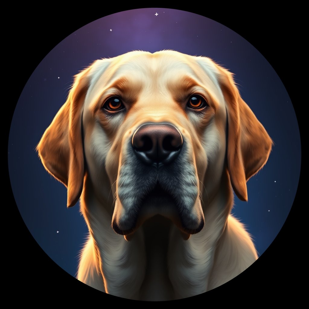 Cosmic medallion portrait of cHD15_12_cHD15_12, a Labrador Or Golden Retriever