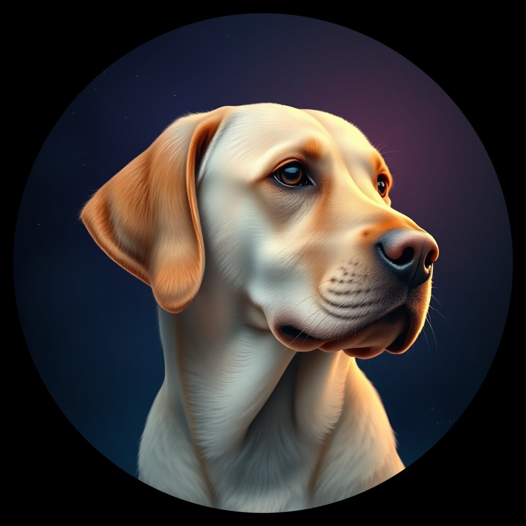 Cosmic medallion portrait of cHD15_27_cHD15_27, a Labrador Or Golden Retriever