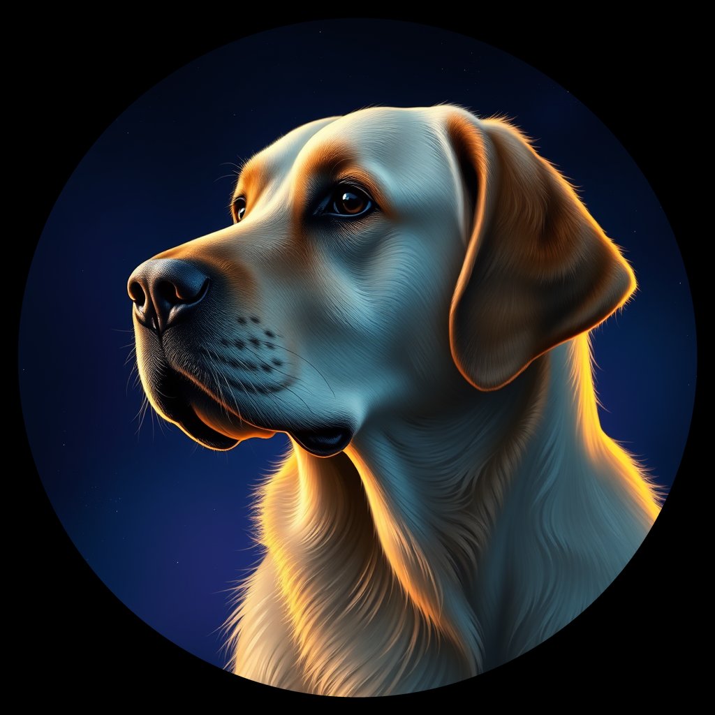 Cosmic medallion portrait of cHD15_28_cHD15_28, a Labrador Or Golden Retriever