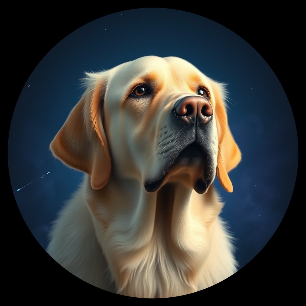 Cosmic medallion portrait of cHD15_32_cHD15_32, a Labrador Or Golden Retriever