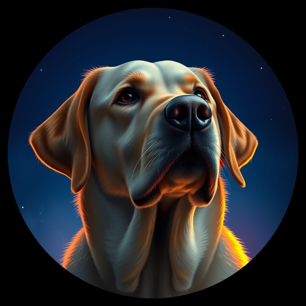 Cosmic medallion portrait of cHD15_38_cHD15_38, a Labrador Or Golden Retriever