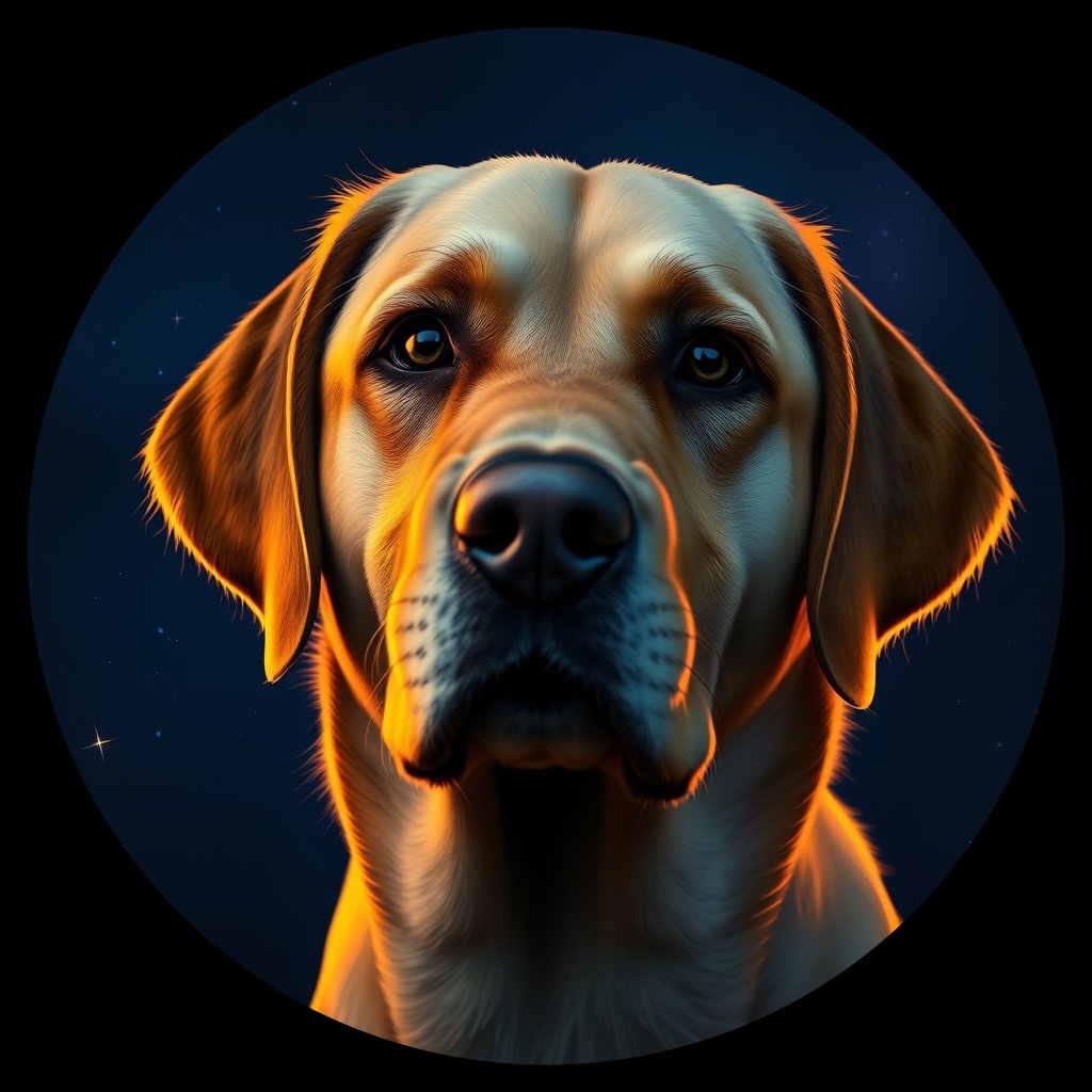 Cosmic medallion portrait of cHD15_41_cHD15_41, a Labrador Or Golden Retriever