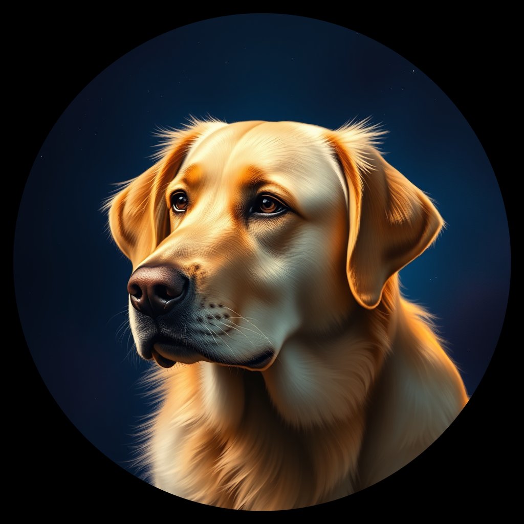 Cosmic medallion portrait of cHD15_43_cHD15_43, a Labrador Or Golden Retriever