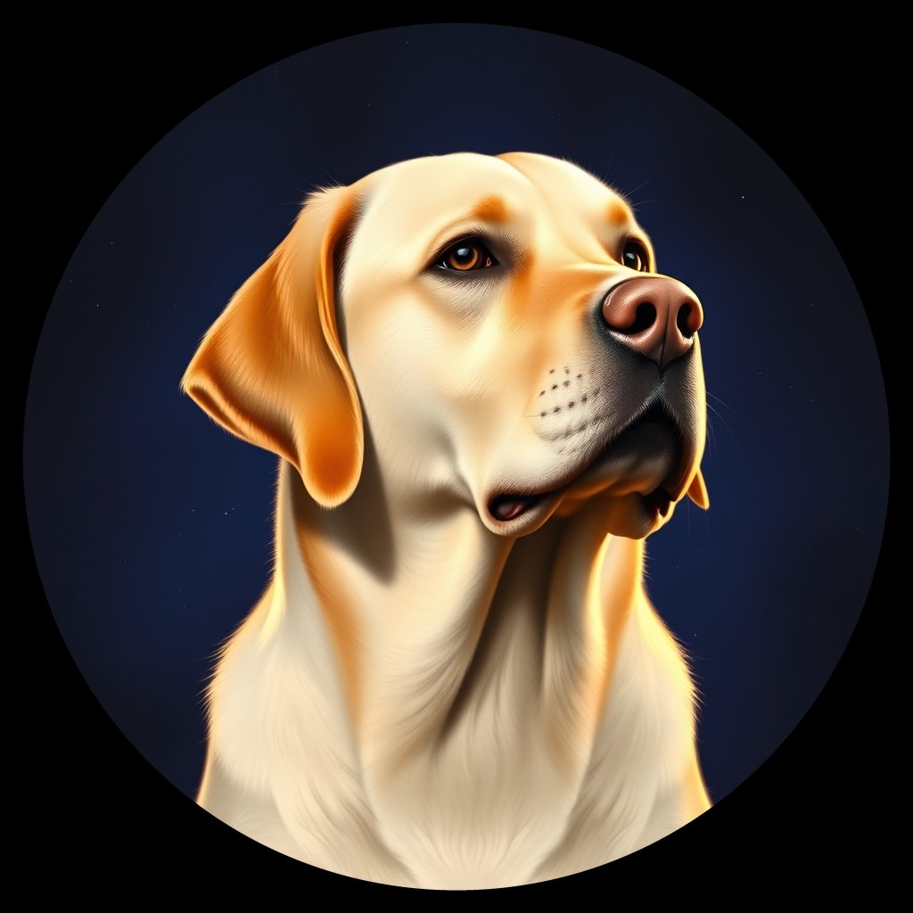Cosmic medallion portrait of cHD15_47_cHD15_47, a Labrador Or Golden Retriever