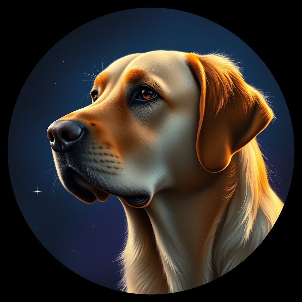 Cosmic medallion portrait of cHD15_52_cHD15_52, a Labrador Or Golden Retriever