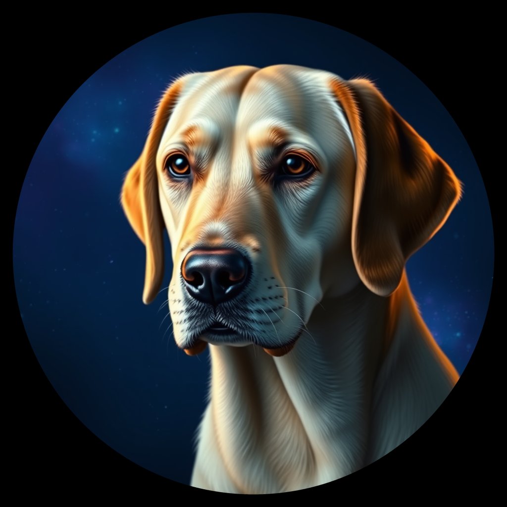 Cosmic medallion portrait of cHD15_54_cHD15_54, a Labrador Or Golden Retriever