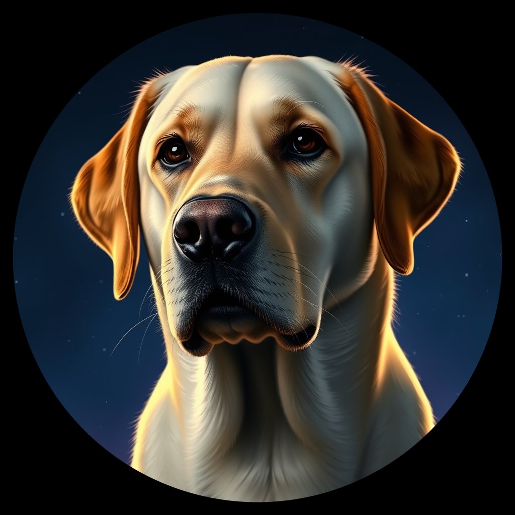 Cosmic medallion portrait of cHD15_57_cHD15_57, a Labrador Or Golden Retriever