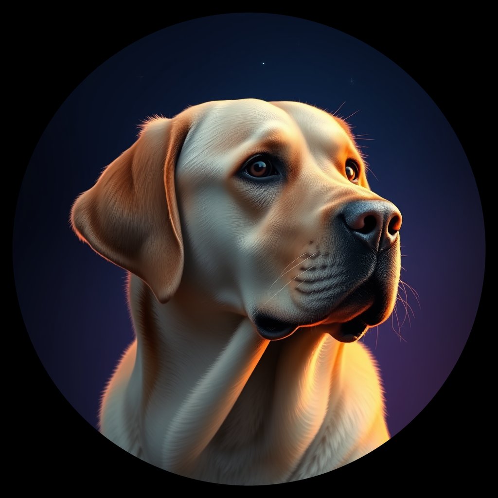 Cosmic medallion portrait of cHD15_60_cHD15_60, a Labrador Or Golden Retriever