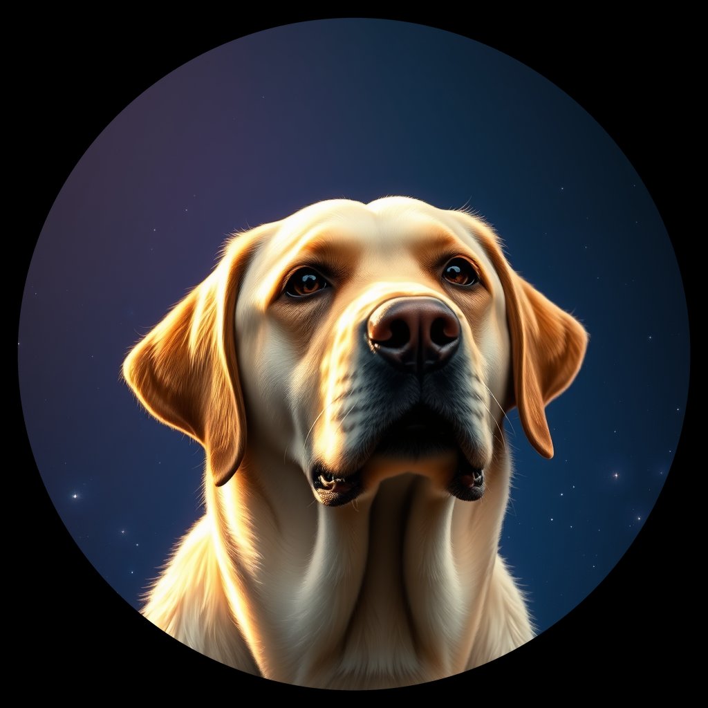 Cosmic medallion portrait of cHD15_63_cHD15_63, a Labrador Or Golden Retriever