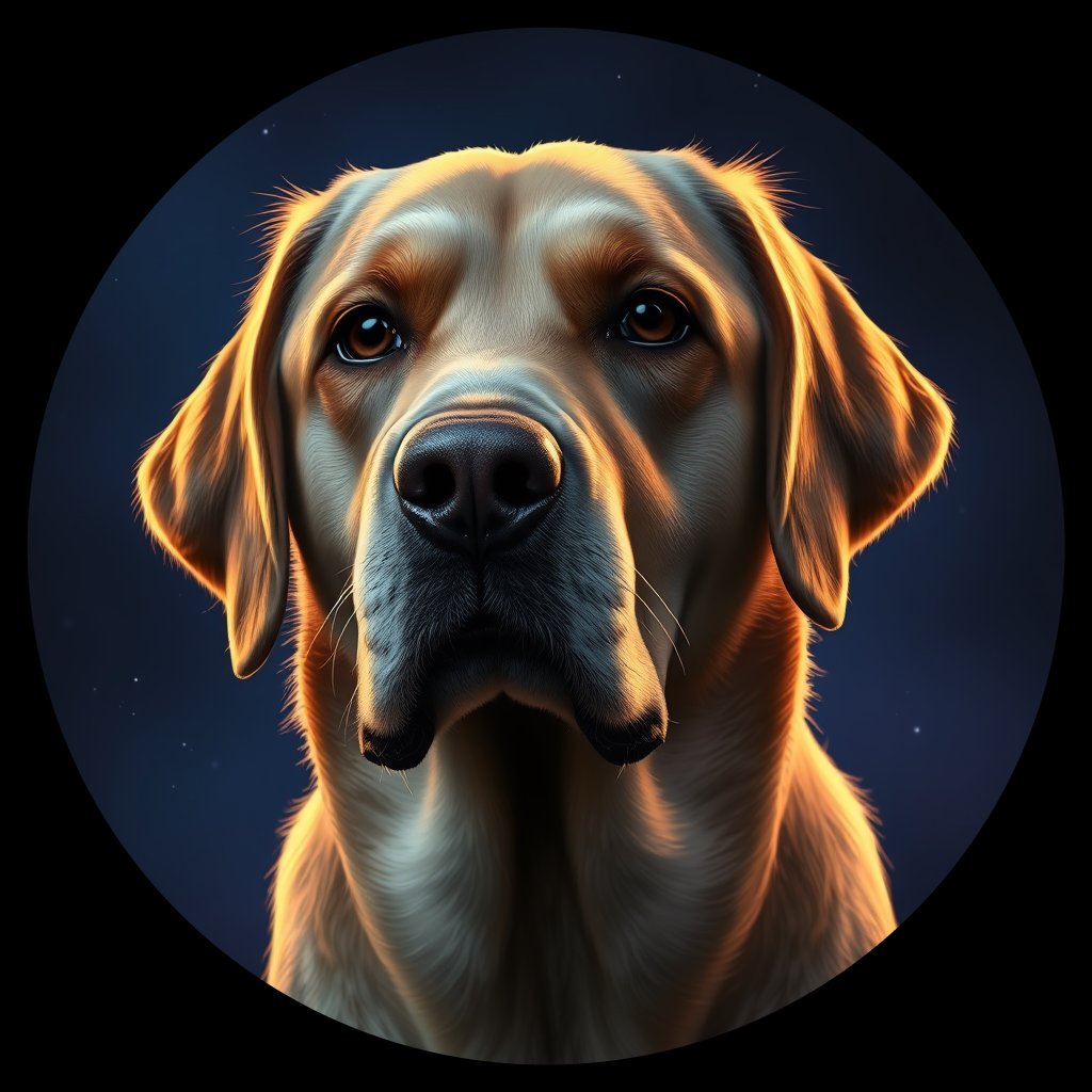 Cosmic medallion portrait of cHD15_65_cHD15_65, a Labrador Or Golden Retriever