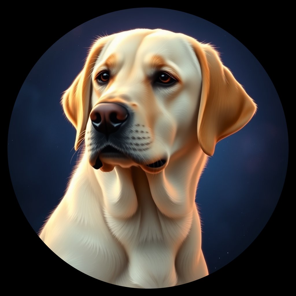 Cosmic medallion portrait of cHD15_67_cHD15_67, a Labrador Or Golden Retriever