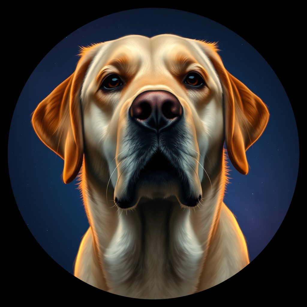 Cosmic medallion portrait of cHD15_68_cHD15_68, a Labrador Or Golden Retriever