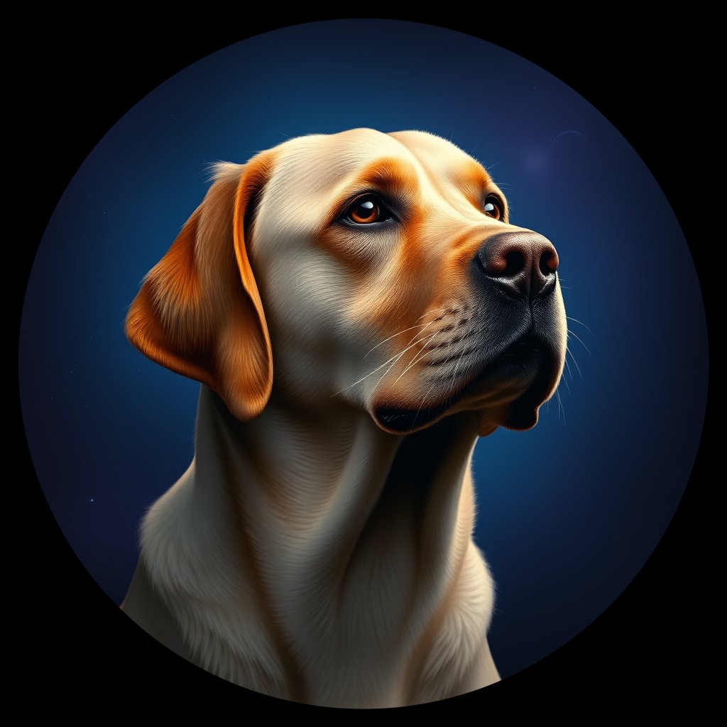Cosmic medallion portrait of cHD15_69_cHD15_69, a Labrador Or Golden Retriever
