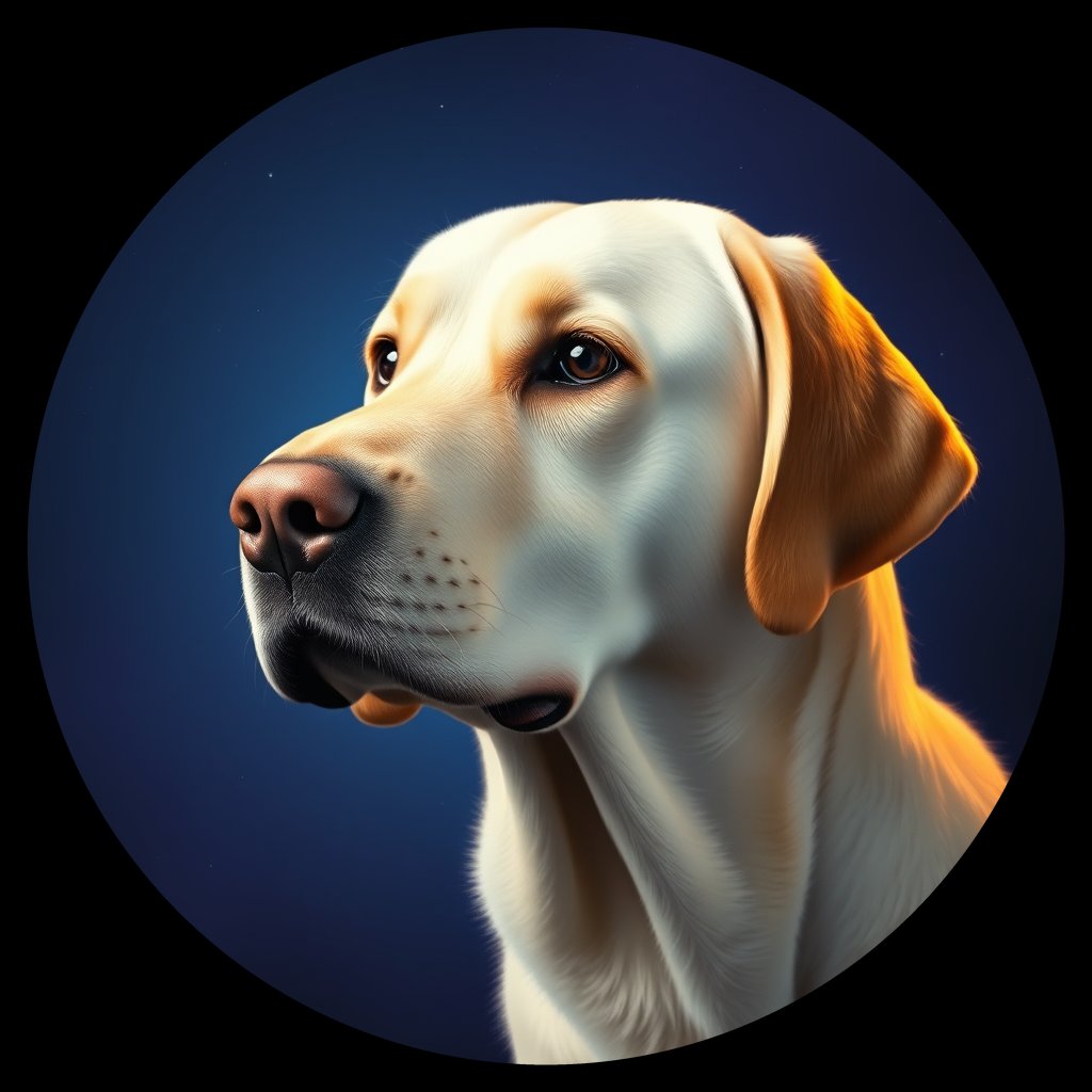 Cosmic medallion portrait of cHD15_72_cHD15_72, a Labrador Or Golden Retriever