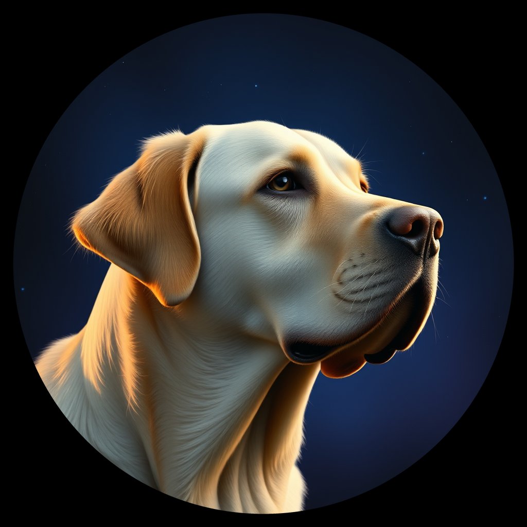 Cosmic medallion portrait of cHD15_73_cHD15_73, a Labrador Or Golden Retriever