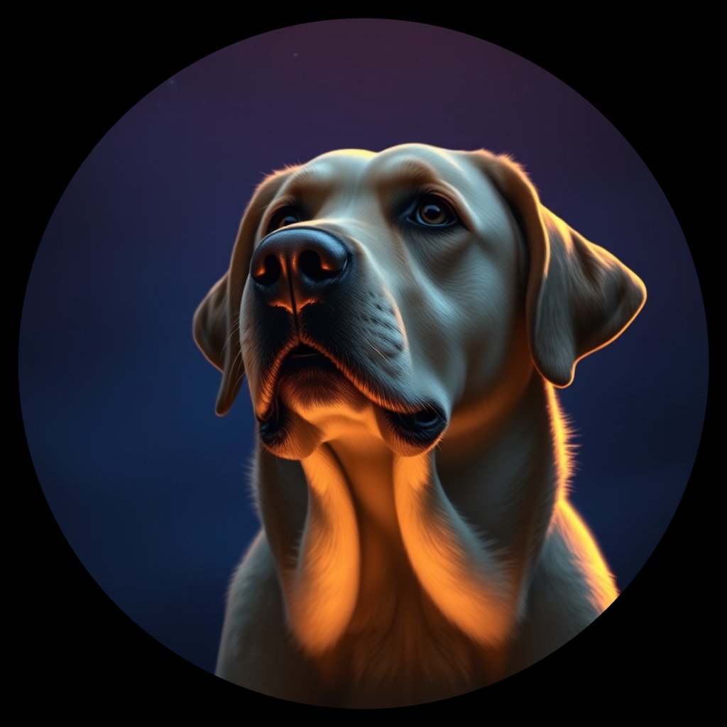 Cosmic medallion portrait of cHD15_75_cHD15_75, a Labrador Or Golden Retriever