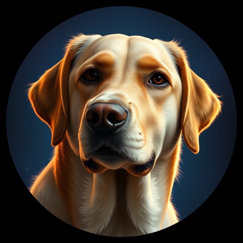 Cosmic medallion portrait of cHD15_76_cHD15_76, a Labrador Or Golden Retriever