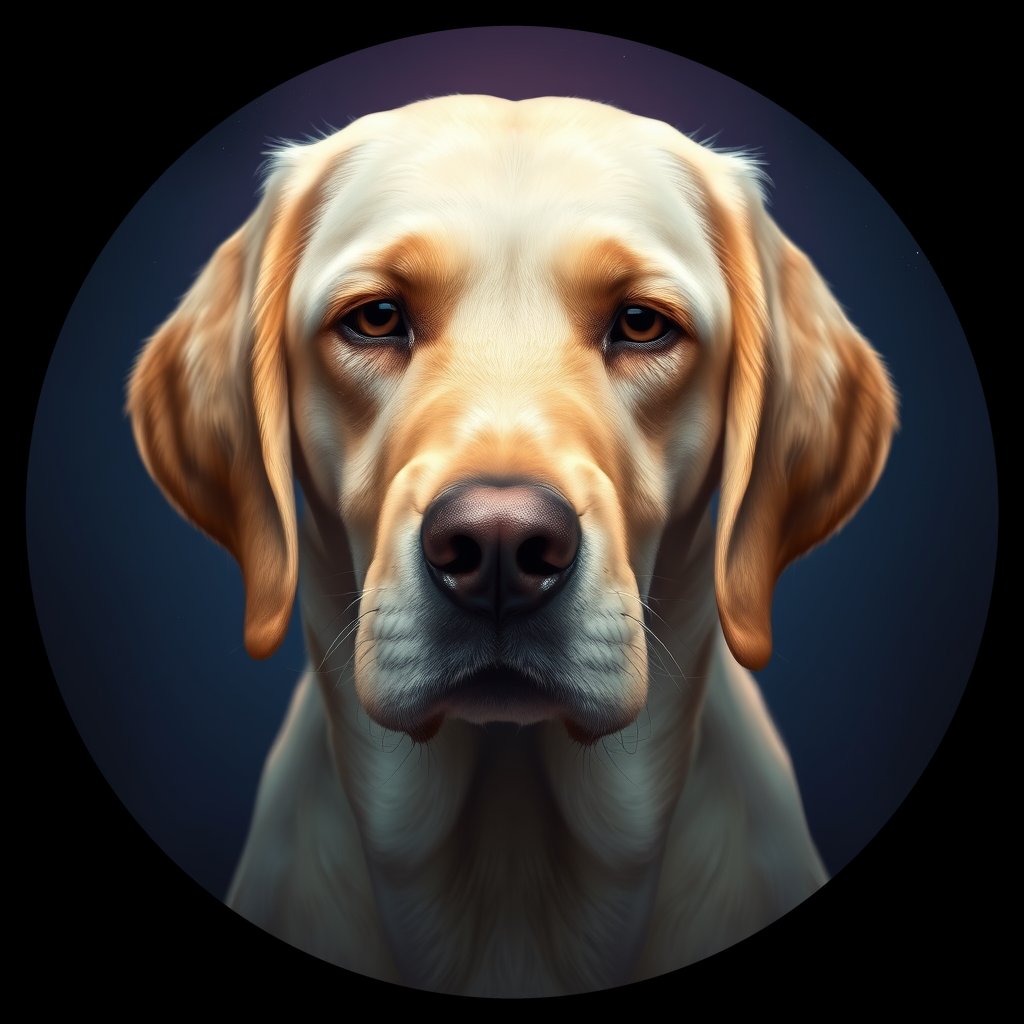 Cosmic medallion portrait of cHD15_77_cHD15_77, a Labrador Or Golden Retriever