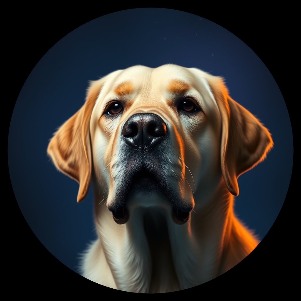 Cosmic medallion portrait of cHD15_78_cHD15_78, a Labrador Or Golden Retriever