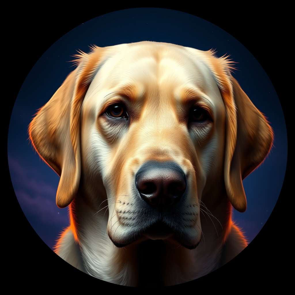 Cosmic medallion portrait of cHD15_82_cHD15_82, a Labrador Or Golden Retriever