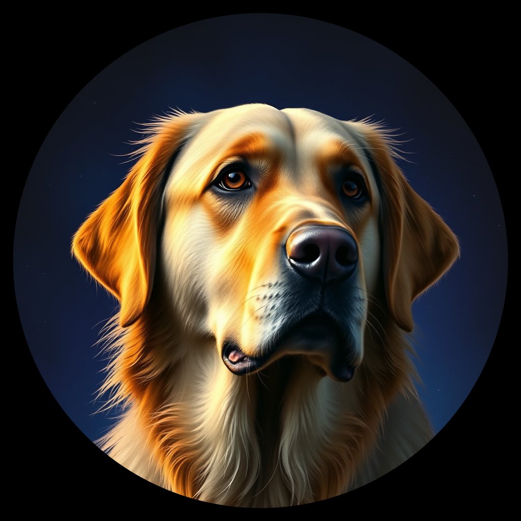 Cosmic medallion portrait of cHD15_85_cHD15_85, a Labrador Or Golden Retriever