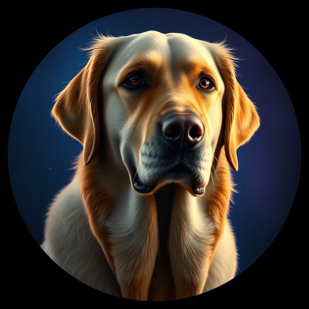 Cosmic medallion portrait of cHD15_8_cHD15_8, a Labrador Or Golden Retriever