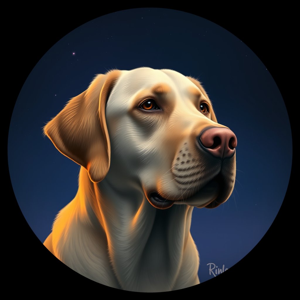 Cosmic medallion portrait of cHD15_9_cHD15_9, a Labrador Or Golden Retriever