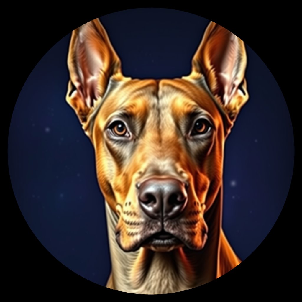 Cosmic medallion portrait of cHD17_281_cHD17_281, a Doberman Pinscher