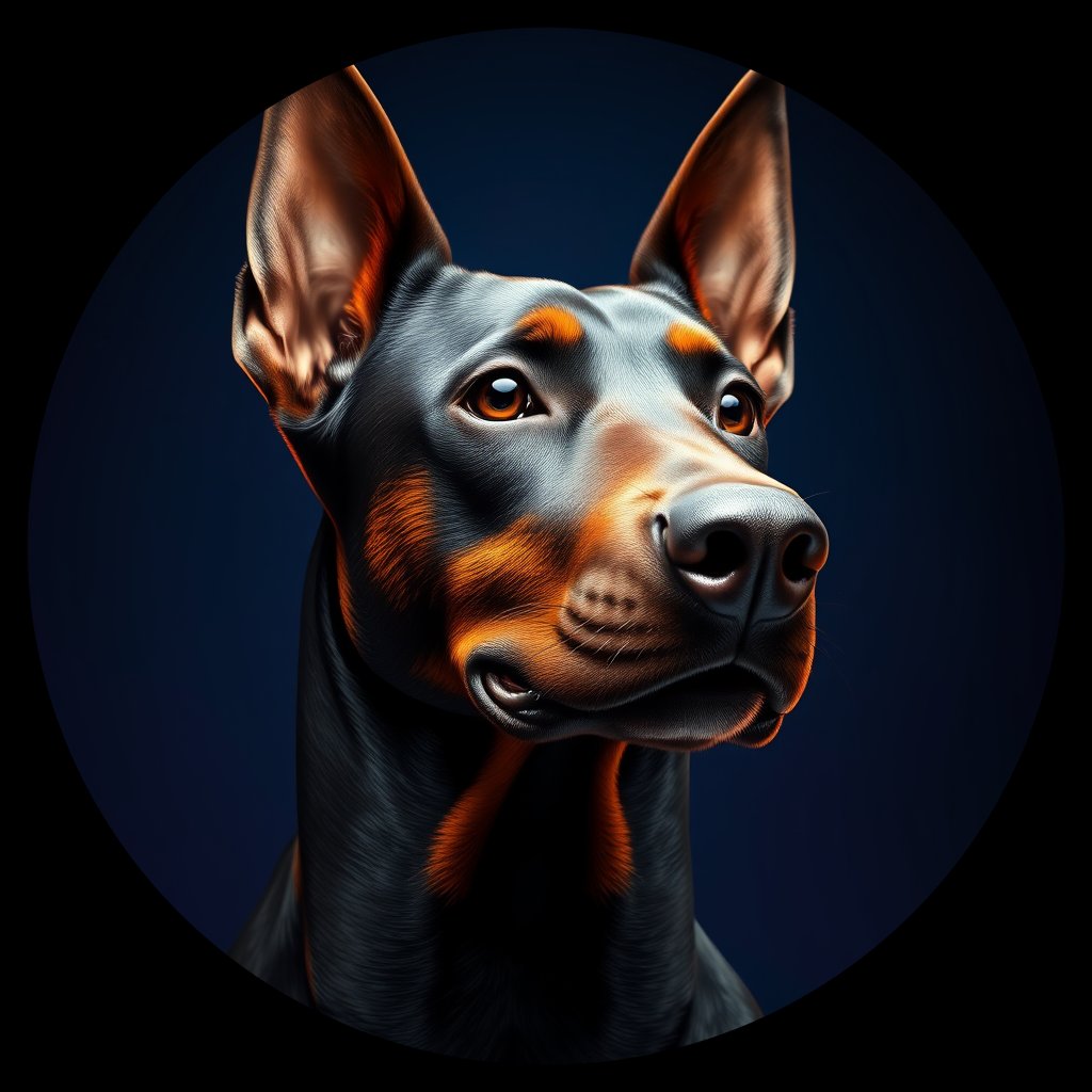 Cosmic medallion portrait of cHD17_284_cHD17_284, a Doberman Pinscher
