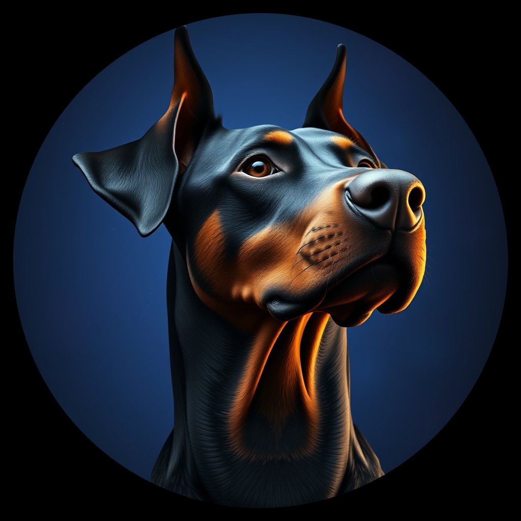 Cosmic medallion portrait of cHD17_285_cHD17_285, a Doberman Pinscher