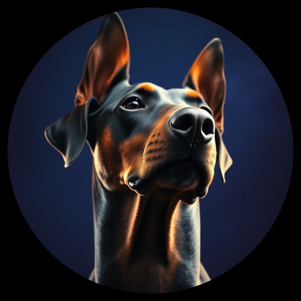 Cosmic medallion portrait of cHD17_291_cHD17_291, a Doberman Pinscher