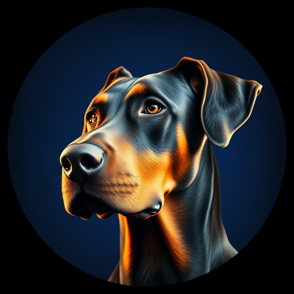 Cosmic medallion portrait of cHD17_293_cHD17_293, a Doberman Pinscher