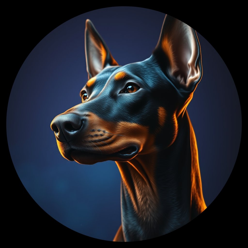 Cosmic medallion portrait of cHD17_296_cHD17_296, a Doberman Pinscher
