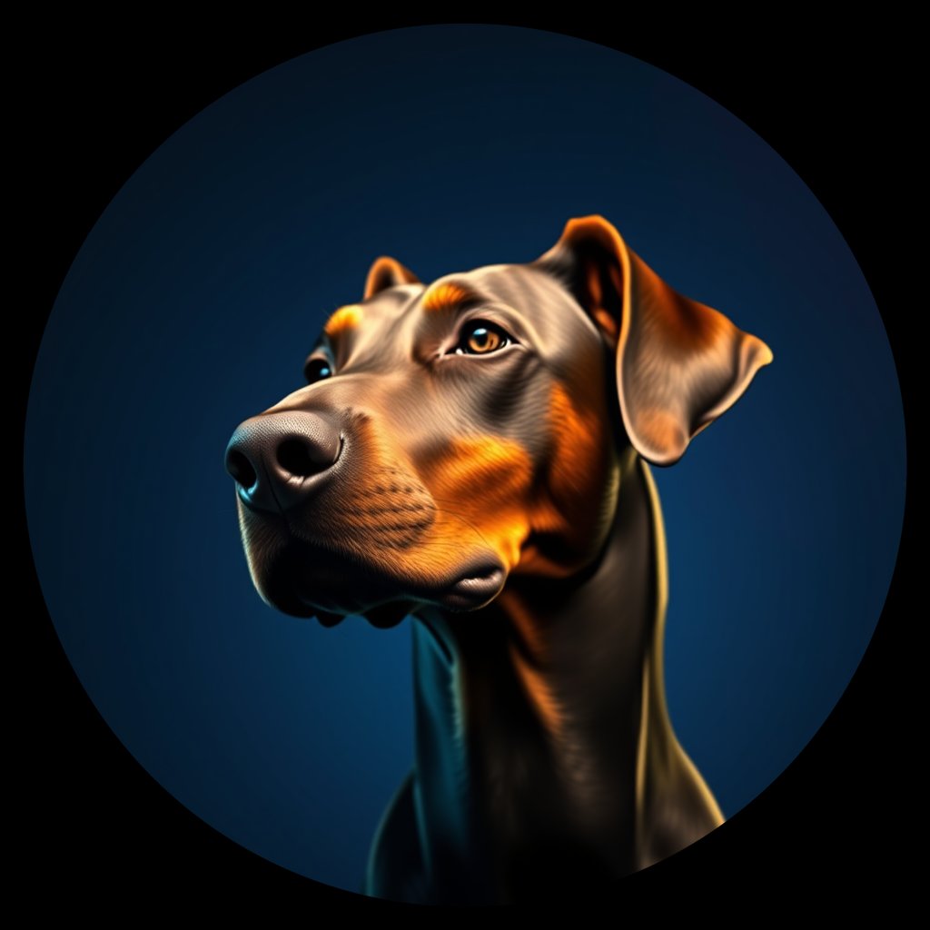 Cosmic medallion portrait of cHD17_297_cHD17_297, a Doberman Pinscher