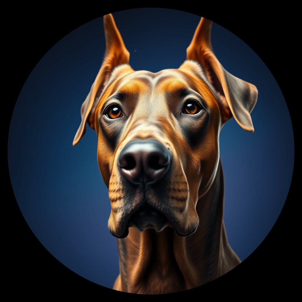 Cosmic medallion portrait of cHD17_301_cHD17_301, a Doberman Pinscher