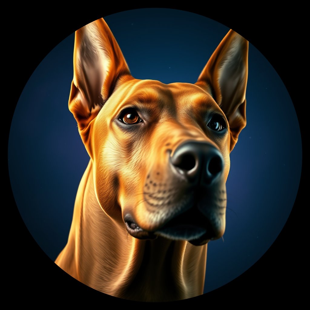 Cosmic medallion portrait of cHD17_302_cHD17_302, a Doberman Pinscher
