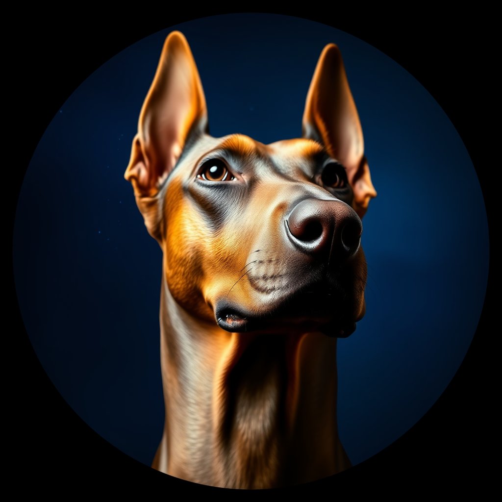 Cosmic medallion portrait of cHD17_304_cHD17_304, a Doberman Pinscher