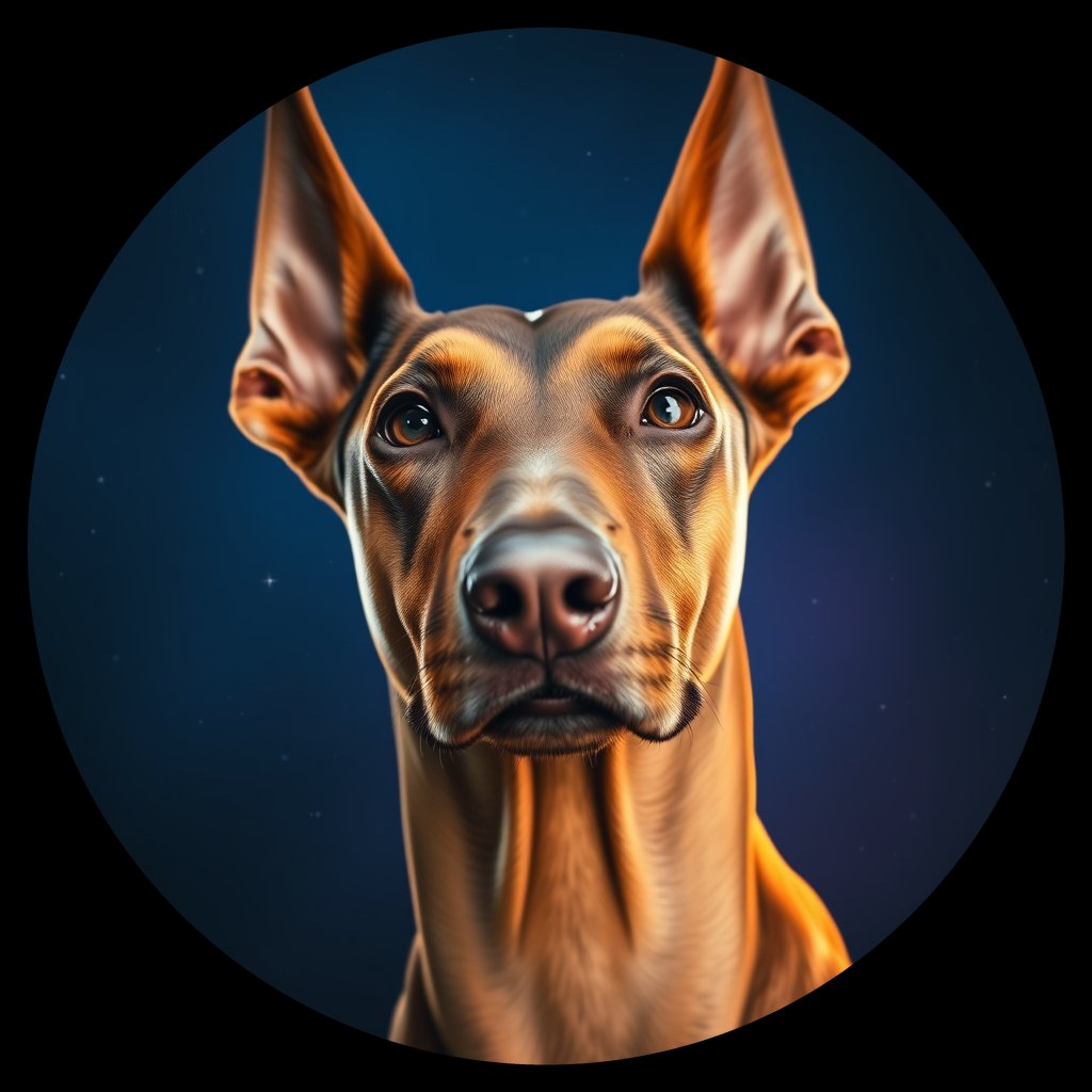 Cosmic medallion portrait of cHD17_305_cHD17_305, a Doberman Pinscher