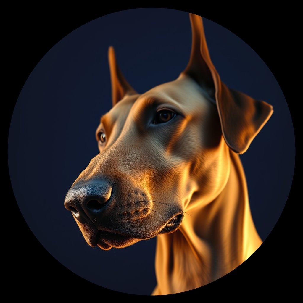 Cosmic medallion portrait of cHD17_307_cHD17_307, a Doberman Pinscher