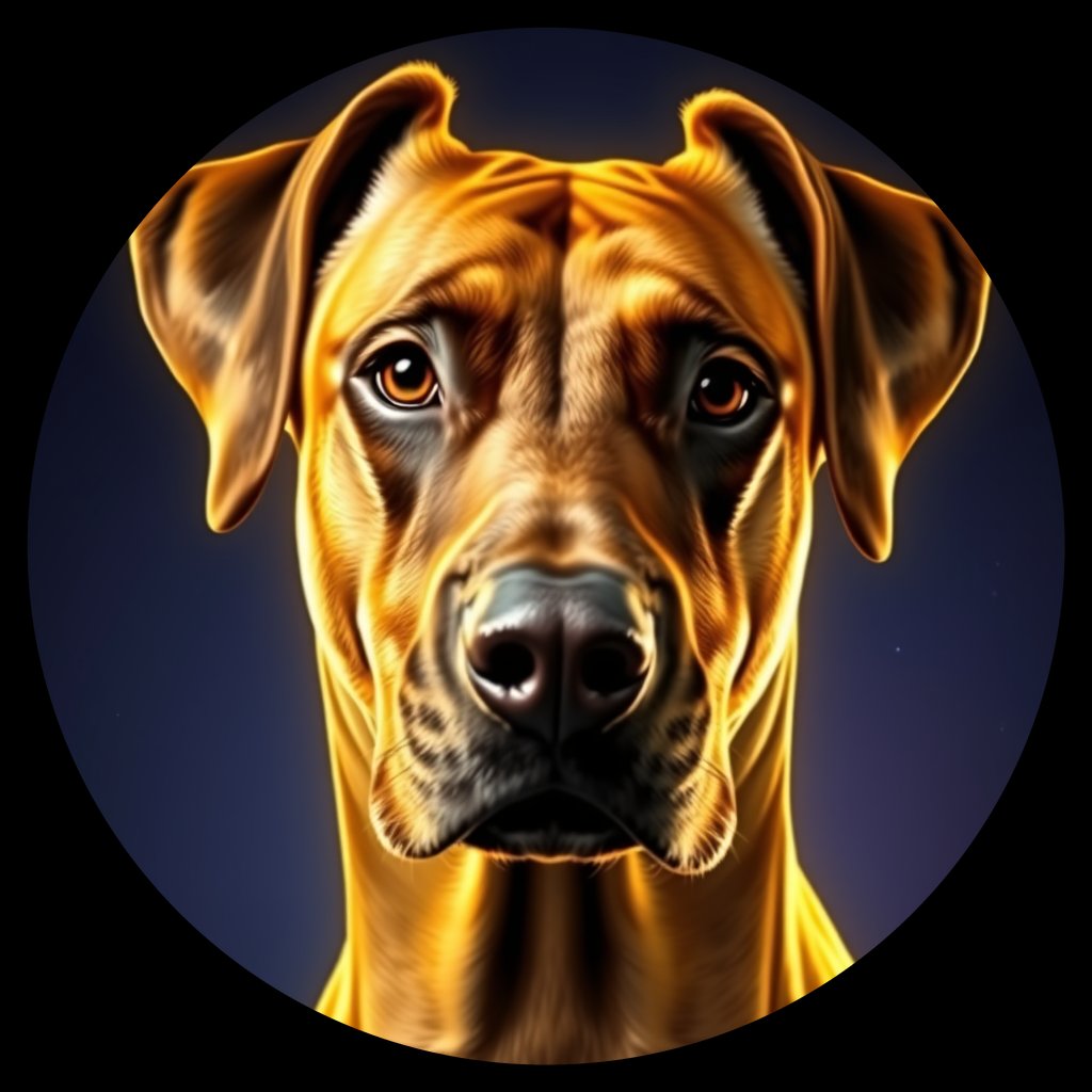 Cosmic medallion portrait of cHD17_309_cHD17_309, a Doberman Pinscher