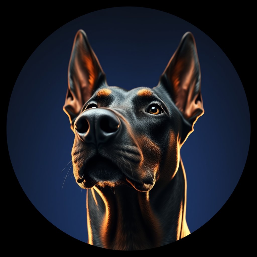 Cosmic medallion portrait of cHD17_310_cHD17_310, a Doberman Pinscher