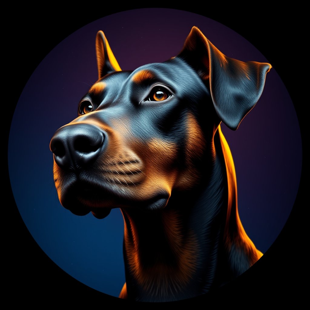 Cosmic medallion portrait of cHD17_312_cHD17_312, a Doberman Pinscher